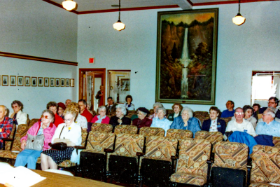 The Multnomah Falls painting hanging in the council chambers of old City Hall in 1993