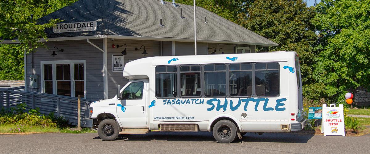 Sasquatch Shuttle at Troutdale's Gateway to the Gorge Visitor Center