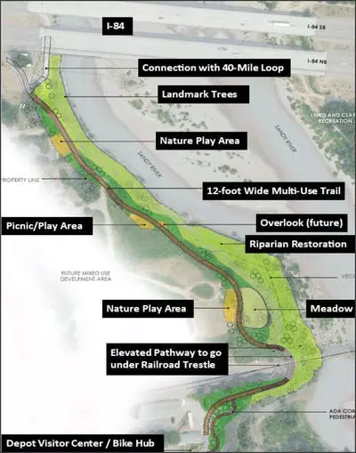 Map of the planned Sandy River Park & Trail