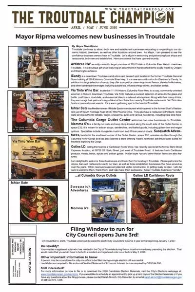 Click to open the latest edition of The Troutdale Champion
