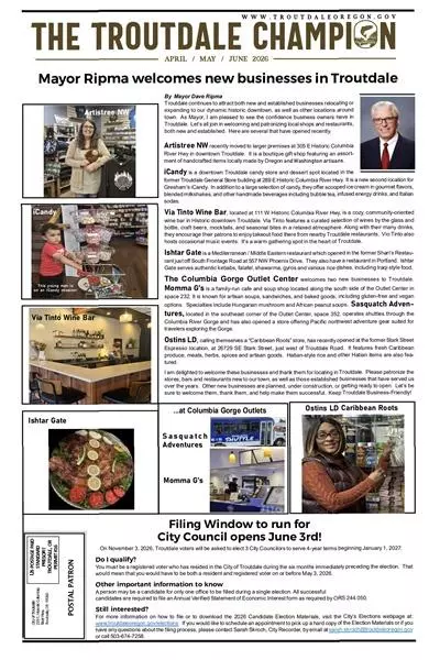 Click to open the latest edition of The Troutdale Champion