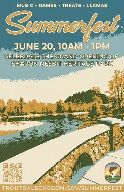 Posterized image of the river overlook at Sharon Nesbit Heritage Park in Troutdale.