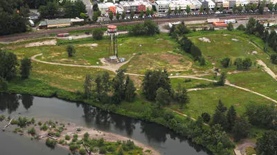 Aerial view of The Confluence at Troutdale site