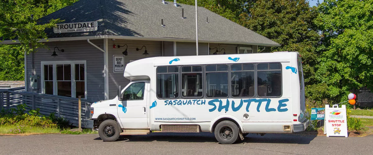 Sasquatch Shuttle at Troutdale's Gateway to the Gorge Visitor Center