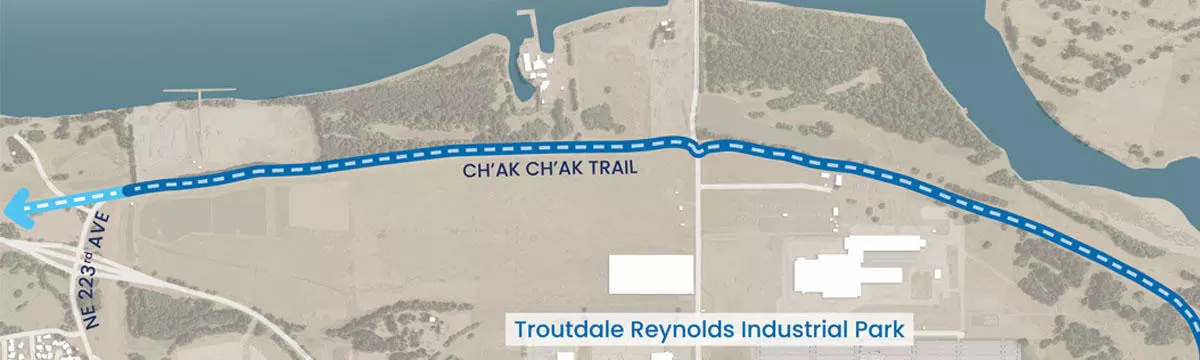 Port of Portland map of the Ch'ak Ch'ak Trail in Troutdale Oregon