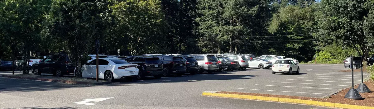Cars parked at Glenn Otto Park in Troutdale