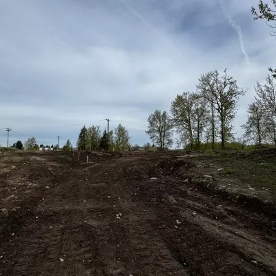 Graded trail on the construction site of the Sandy River Park and Trail