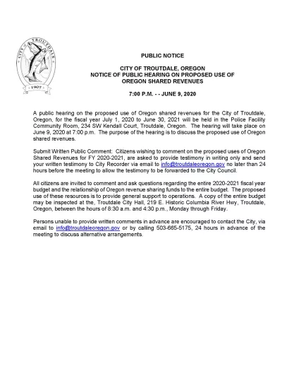 Notice of Public Hearing