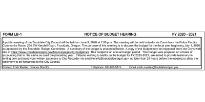 Notice of Budget Hearing