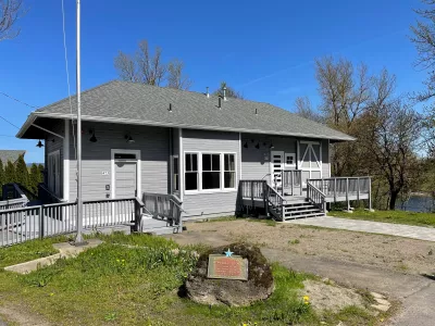 Exterior view of Troutdale's historic rail depot at Depot Park