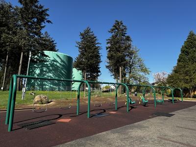 Swing set at Imagination Station in Troutdale