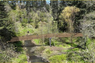 Rendition of the planned pedestrian bridge over Beaver Creek looking north in Beaver Creek Canyon