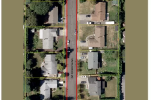 Aerial view of the project site on McGinnis Ave