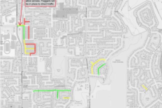 Map showing locations and dates for slurry sealing in Troutdale