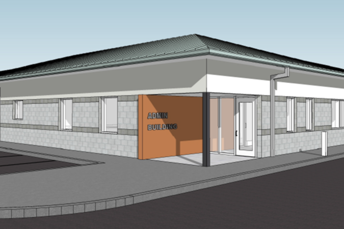 Rendering of the front of the expanded WPCF administration building in Troutdale